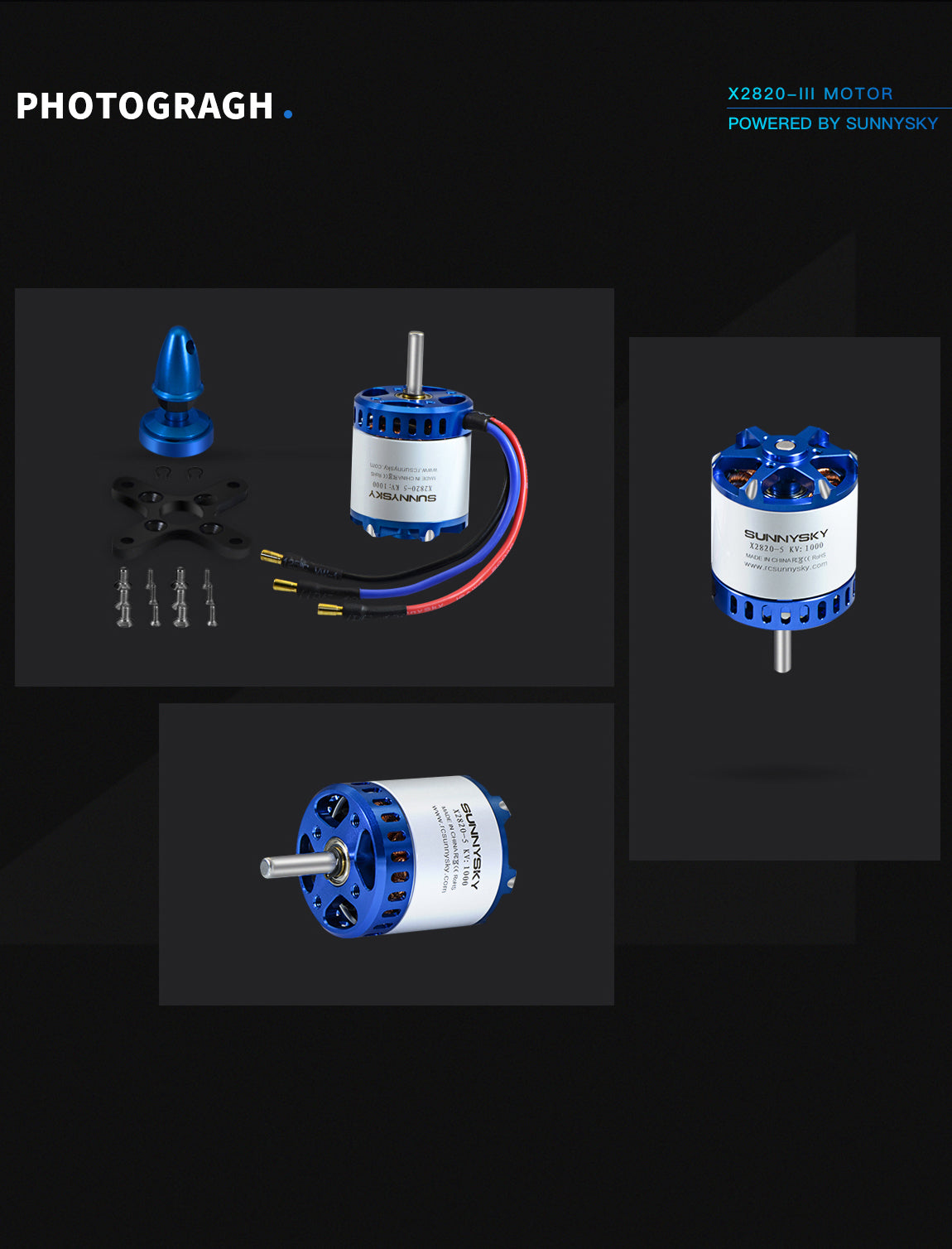 SunnySky X Series X2820-1000kv V3 Brushless Motor