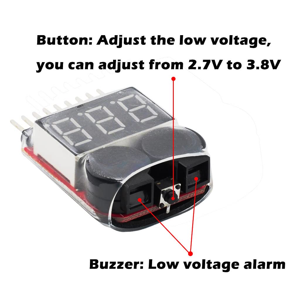 2-8S Lipo Battery Voltmeter w/Buzz Alarm
