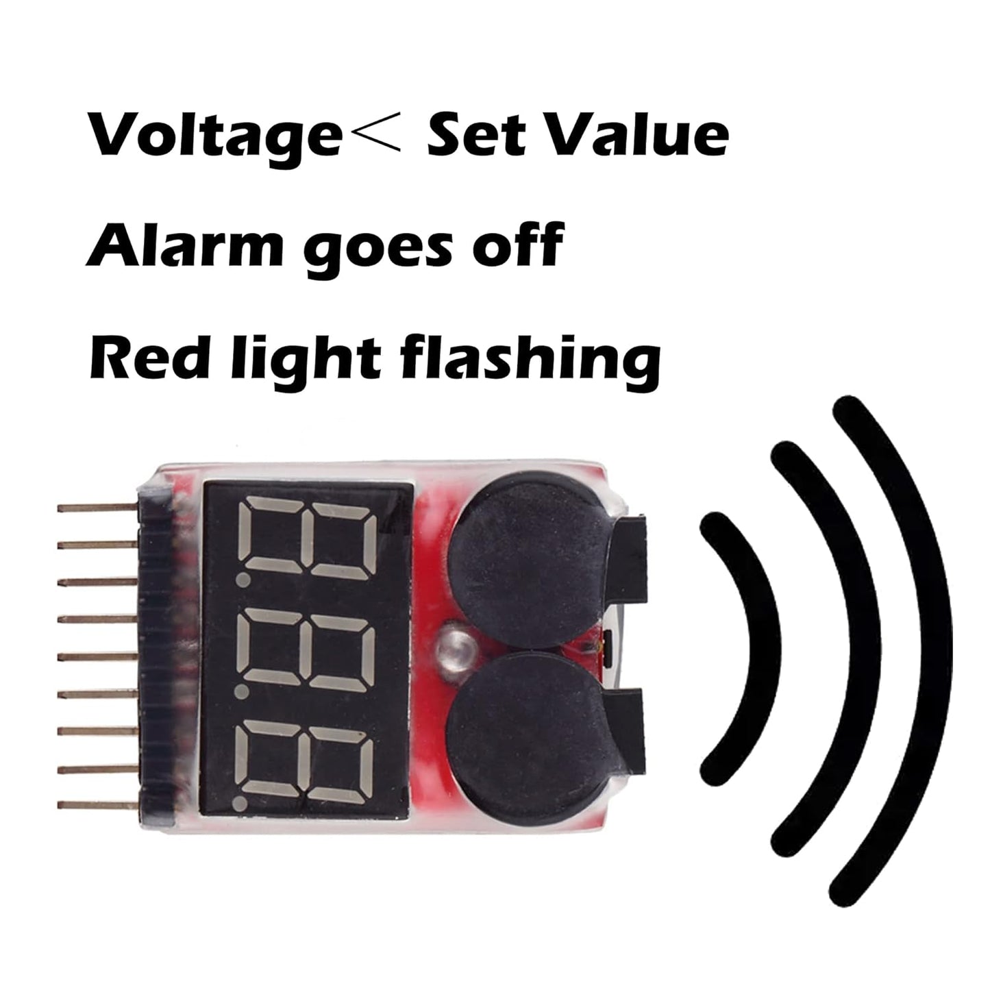 2-8S Lipo Battery Voltmeter w/Buzz Alarm