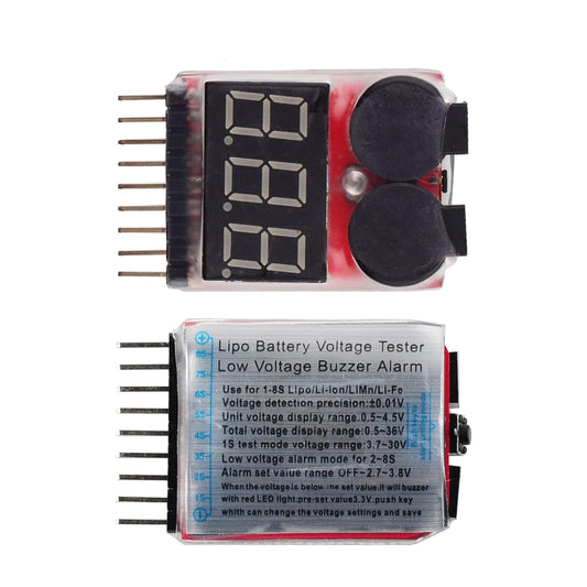 2-8S Lipo Battery Voltmeter w/Buzz Alarm